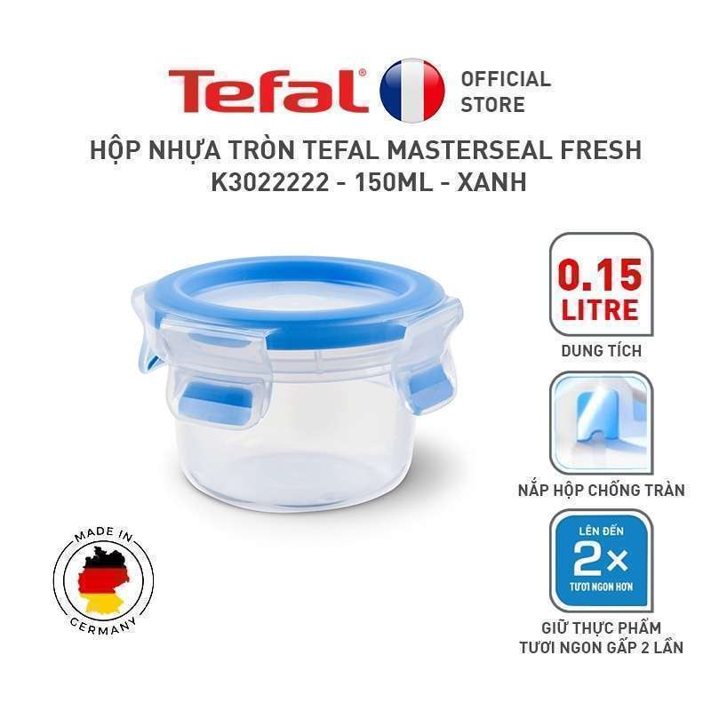 Hộp Nhựa Tròn Tefal Masterseal Fresh K3022222 - 150ml - Xanh