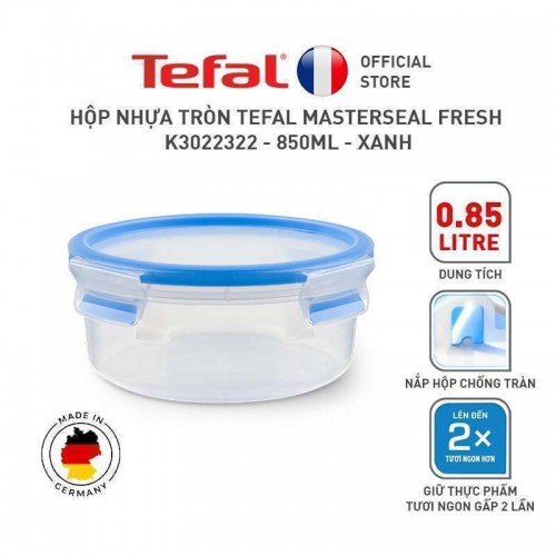 Hộp Nhựa Tròn Tefal Masterseal Fresh K3022322 - 850ml - Xanh