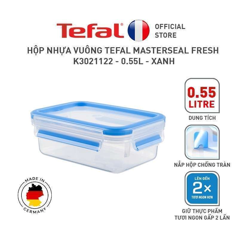 Hộp Nhựa Vuông Tefal Masterseal Fresh K3021122 – 550ml - Xanh