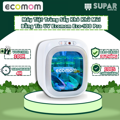 Máy Tiệt Trùng Sấy Khô Khử Mùi Bằng Tia UV Ecomom Eco-100 Pro ECO10050 – Xám Bạc