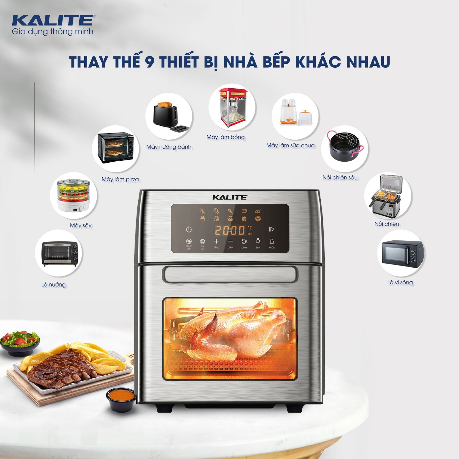 Nồi chiên không dầu Kalite KL-1500 - thay thế 9 thiết bị nhà bếp khác nhau